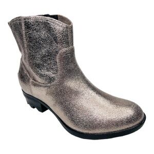 SOREL Lolla II Metallic Suede Leather Waterproof Side Zip Ankle Booties Boots